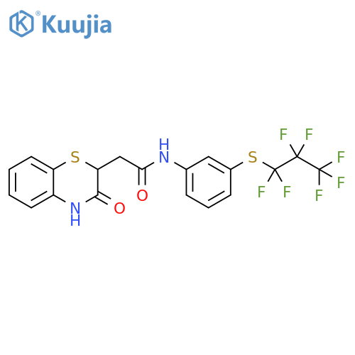 N-{3-(1,1,2,2,3,3,3-heptafluoropropyl)sulfanylphenyl}-2-(3-oxo-3,4-dihydro-2H-1,4-benzothiazin-2-yl)acetamide structure
