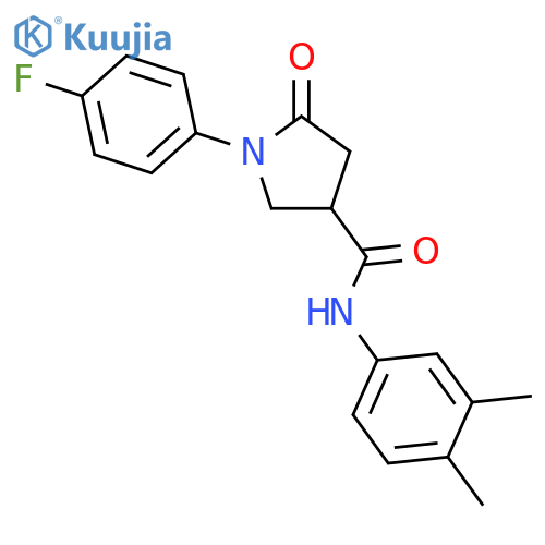 N-(3,4-dimethylphenyl)-1-(4-fluorophenyl)-5-oxopyrrolidine-3-carboxamide structure