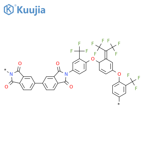 Poly[(1,3-dihydro-1,3-dioxo-2H-isoindole-2,5-diyl)[2,2,2-trifluoro-1-(trifluoromethyl)ethylidene](1,3-dihydro-1,3-dioxo-2H-isoindole-5,2-diyl)[3-(trifluoromethyl)-1,4-phenylene]oxy-1,4-phenyleneoxy[2-(trifluoromethyl)-1,4-phenylene]] structure