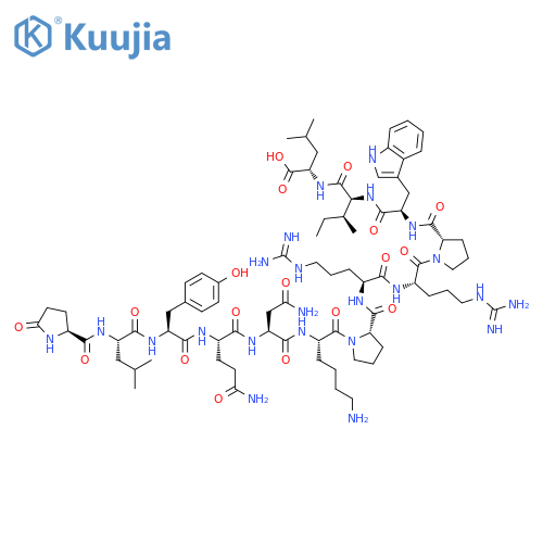 L-Leucine,5-oxo-L-prolyl-L-leucyl-L-tyrosyl-L-glutaminyl-L-asparaginyl-L-lysyl-L-prolyl-L-arginyl-L-arginyl-L-prolyl-D-tryptophyl-L-isoleucyl- structure