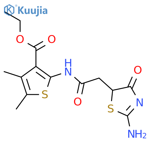 ethyl 2-2-(2-imino-4-oxo-1,3-thiazolidin-5-yl)acetamido-4,5-dimethylthiophene-3-carboxylate structure