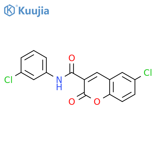 6-chloro-N-(3-chlorophenyl)-2-oxo-2H-chromene-3-carboxamide structure