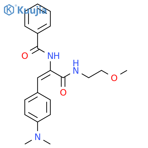 (2E)-3-4-(dimethylamino)phenyl-N-(2-methoxyethyl)-2-(phenylformamido)prop-2-enamide structure