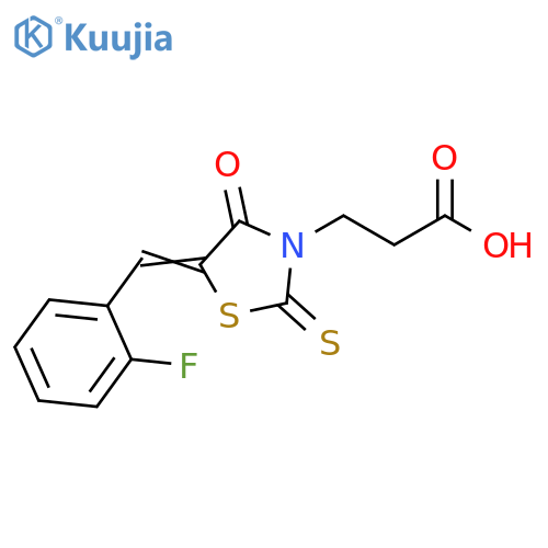 3-[(5Z)-5-[(2-fluorophenyl)methylidene]-4-oxo-2-sulfanylidene-1,3-thiazolidin-3-yl]propanoic acid structure