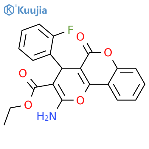 ethyl 2-amino-4-(2-fluorophenyl)-5-oxo-4H,5H-pyrano3,2-cchromene-3-carboxylate structure