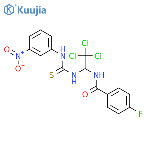 4-Fluoro-N-(2,2,2-trichloro-1-(3-(3-nitrophenyl)thioureido)ethyl)benzamide structure