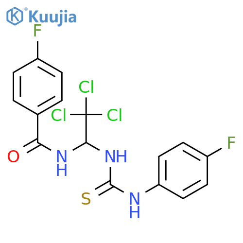 4-Fluoro-N-(2,2,2-trichloro-1-(3-(4-fluorophenyl)thioureido)ethyl)benzamide structure