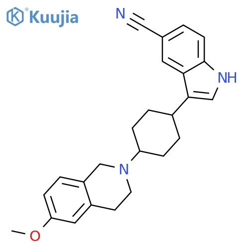 cis-3-[4-[6-Methoxy-1,2,3,4-tetrahydroisoquinolin-2-yl]cyclohexyl]-1H-indole-5-carbonitrile structure