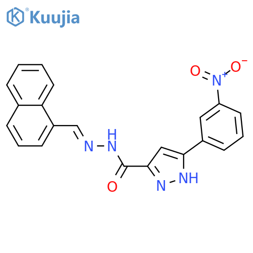 <br>(E)-N'-(naphthalen-1-ylmethylene)-3-(3-nitrophenyl)-1H-pyrazole-5-carbohydr azide structure