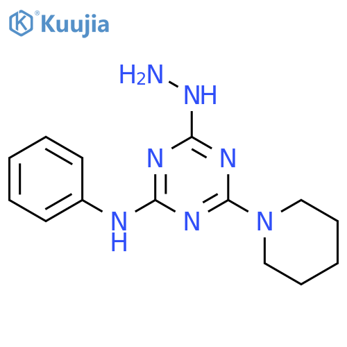 4-Hydrazinyl-N-phenyl-6-(piperidin-1-yl)-1,3,5-triazin-2-amine structure