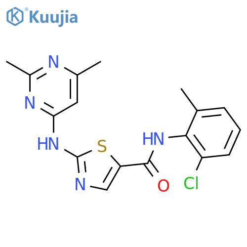 N-(2-chloro-6-methylphenyl)-2-(2,6-dimethylpyrimidin-4-yl)amino-1,3-thiazole-5-carboxamide structure