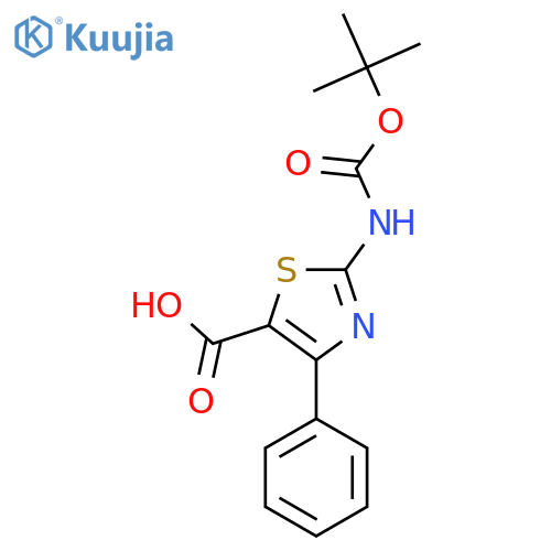 2-{(tert-butoxy)carbonylamino}-4-phenyl-1,3-thiazole-5-carboxylic acid structure