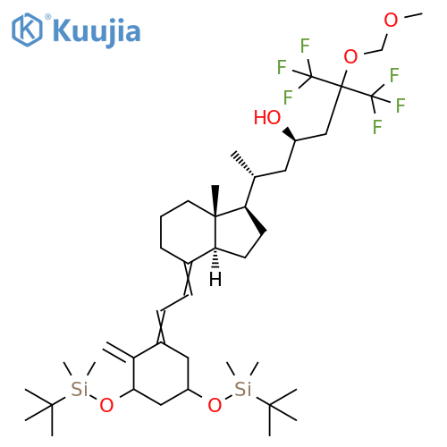 9,​10-​Secocholesta-​5,​7,​10(19)​-​trien-​23-​ol, 1,​3-​bis[[(1,​1-​dimethylethyl)​dimethylsilyl]​oxy]​-​26,​26,​26,​27,​27,​27-​hexafluoro-​25-​(methoxymethoxy)​-​, (1α,​3β,​5Z,​7E,​23R)​- structure