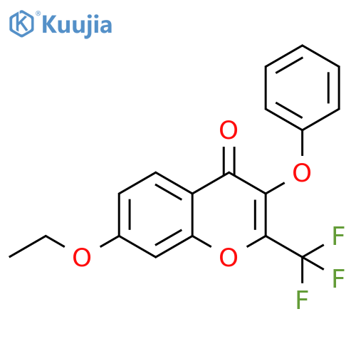 7-ethoxy-3-phenoxy-2-(trifluoromethyl)-4H-chromen-4-one structure