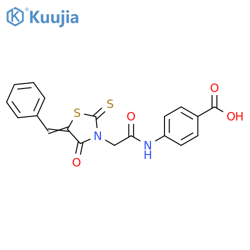 Benzoic acid,4-[[[4-oxo-5-(phenylmethylene)-2-thioxo-3-thiazolidinyl]acetyl]amino]- structure