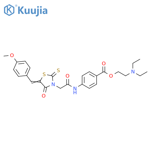 (E)-2-(diethylamino)ethyl 4-(2-(5-(4-methoxybenzylidene)-4-oxo-2-thioxothiazolidin-3-yl)acetamido)benzoate structure