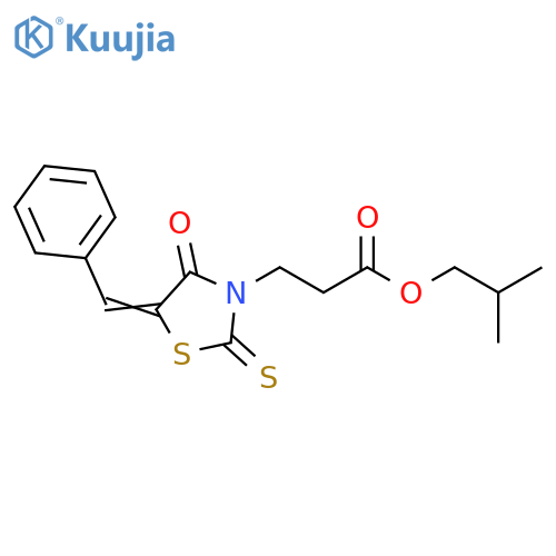 2-methylpropyl 3-(5Z)-4-oxo-5-(phenylmethylidene)-2-sulfanylidene-1,3-thiazolidin-3-ylpropanoate structure