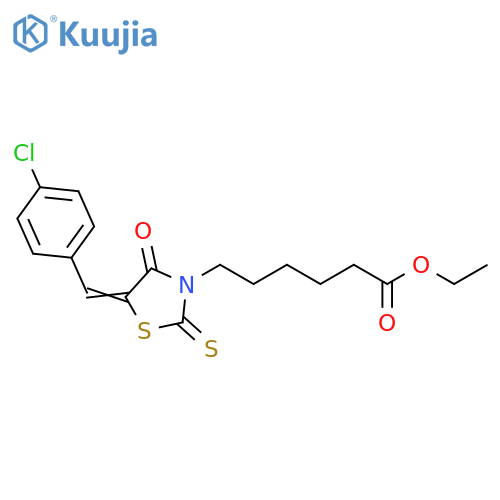 ethyl 6-(5Z)-5-(4-chlorophenyl)methylidene-4-oxo-2-sulfanylidene-1,3-thiazolidin-3-ylhexanoate structure