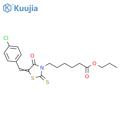 propyl 6-(5Z)-5-(4-chlorophenyl)methylidene-4-oxo-2-sulfanylidene-1,3-thiazolidin-3-ylhexanoate structure