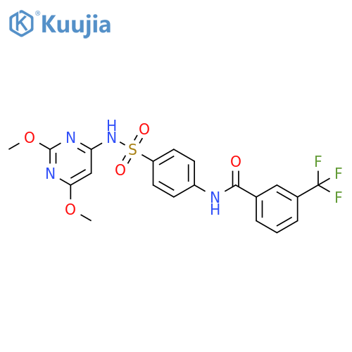 N-{4-(2,6-dimethoxypyrimidin-4-yl)sulfamoylphenyl}-3-(trifluoromethyl)benzamide structure