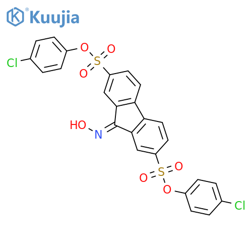 Bis(4-chlorophenyl) 9-(hydroxyimino)-9H-fluorene-2,7-disulfonate structure