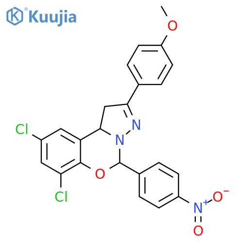 <br>7,9-dichloro-2-(4-methoxyphenyl)-5-(4-nitrophenyl)-1,10b-dihydropyrazolo[1, 5-c][1,3]benzoxazine structure