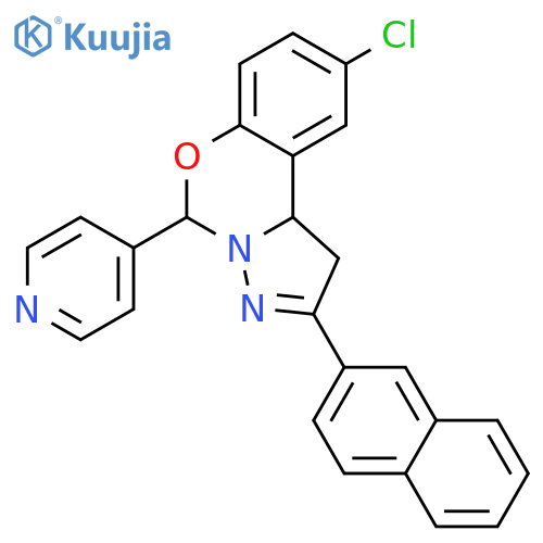 <br>9-Chloro-2-(naphthalen-2-yl)-5-(pyridin-4-yl)-5,10b-dihydro-1H-benzo[e]pyra zolo[1,5-c][1,3]oxazine structure
