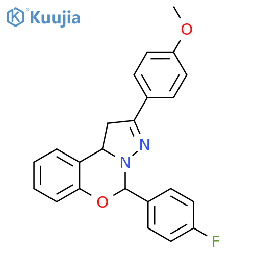 <br>5-(4-Fluorophenyl)-2-(4-methoxyphenyl)-5,10b-dihydro-1H-benzo[e]pyrazolo[1, 5-c][1,3]oxazine structure
