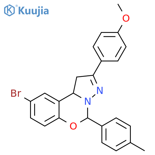 <br>8-Bromo-2-(4-methoxy-phenyl)-4-p-tolyl-1,9b-dihydro-5-oxa-3,3a-diaza-cyclop enta[a]naphthalene structure