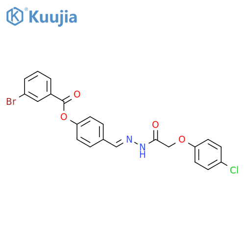 <br>3-Bromo-benzoic acid 4-{[2-(4-chloro-phenoxy)-acetyl]-hydrazonomethyl}-phen yl ester structure