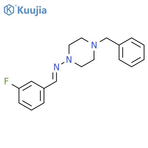 (E)-4-benzyl-N-(3-fluorobenzylidene)piperazin-1-amine structure