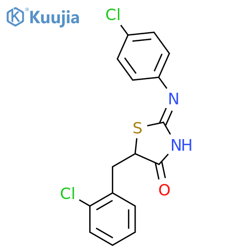 (2E)-2-(4-chlorophenyl)imino-5-(2-chlorophenyl)methyl-1,3-thiazolidin-4-one structure