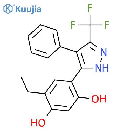 4-Ethyl-6-(4-phenyl-5-(trifluoromethyl)-1H-pyrazol-3-yl)benzene-1,3-diol structure