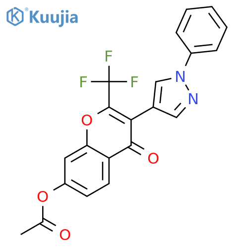 4-oxo-3-(1-phenyl-1H-pyrazol-4-yl)-2-(trifluoromethyl)-4H-chromen-7-yl acetate structure