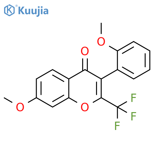 7-methoxy-3-(2-methoxyphenyl)-2-(trifluoromethyl)-4H-chromen-4-one structure