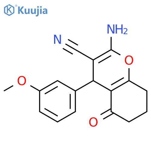<br>2-Amino-4-(3-methoxy-phenyl)-5-oxo-5,6,7,8-tetrahydro-4H-chromene-3-carboni trile structure