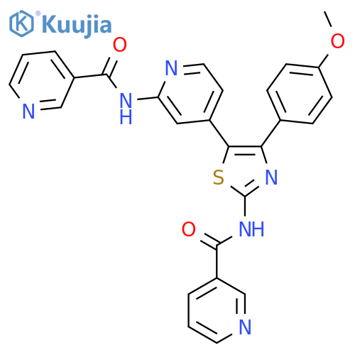 N-[4-(4-Methoxyphenyl)-5-{2-[(pyridine-3-carbonyl)amino]pyridin-4-yl}-1,3-thiazol-2-yl]pyridine-3-carboxamide structure