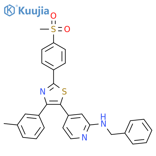 2-Pyridinamine,4-[4-(3-methylphenyl)-2-[4-(methylsulfonyl)phenyl]-5-thiazolyl]-N-(phenylmethyl)- structure