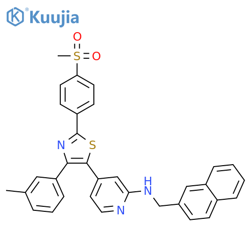 4-{2-[4-(Methanesulfonyl)phenyl]-4-(3-methylphenyl)-1,3-thiazol-5-yl}-N-[(naphthalen-2-yl)methyl]pyridin-2-amine structure