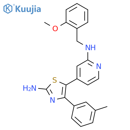 2-Pyridinamine,4-[2-amino-4-(3-methylphenyl)-5-thiazolyl]-N-[(2-methoxyphenyl)methyl]- structure