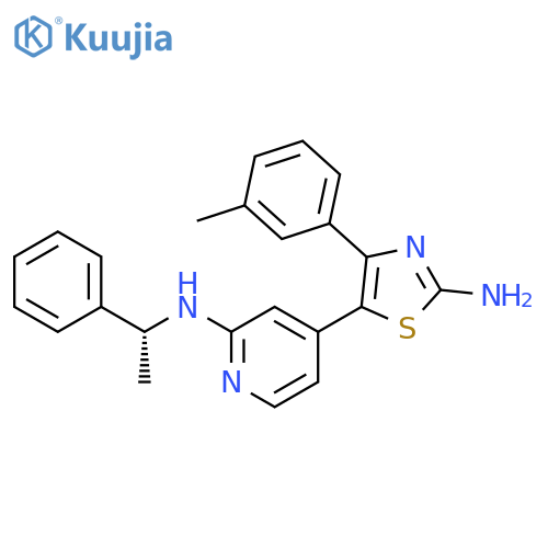 2-Pyridinamine,4-[2-amino-4-(3-methylphenyl)-5-thiazolyl]-N-[(1R)-1-phenylethyl]- structure