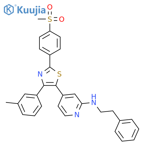 2-Pyridinamine,4-[4-(3-methylphenyl)-2-[4-(methylsulfonyl)phenyl]-5-thiazolyl]-N-(2-phenylethyl)- structure