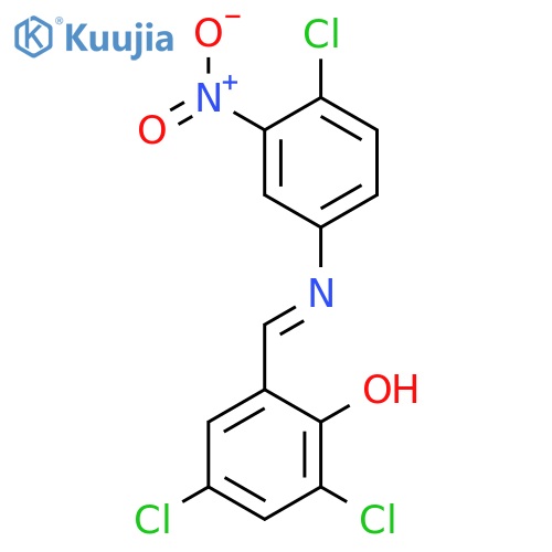 2,4-dichloro-6-{(E)-[(4-chloro-3-nitrophenyl)imino]methyl}phenol structure