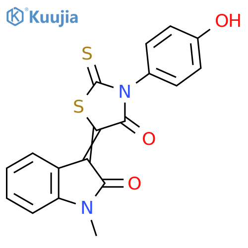 3-(5Z)-3-(4-hydroxyphenyl)-4-oxo-2-sulfanylidene-1,3-thiazolidin-5-ylidene-1-methyl-2,3-dihydro-1H-indol-2-one structure