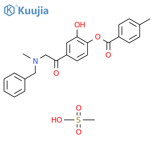 Benzoic acid, 4-methyl-, 2-hydroxy-4-[2-[methyl(phenylmethyl)amino]acetyl]phenyl ester, methanesulfonate (1:1) structure