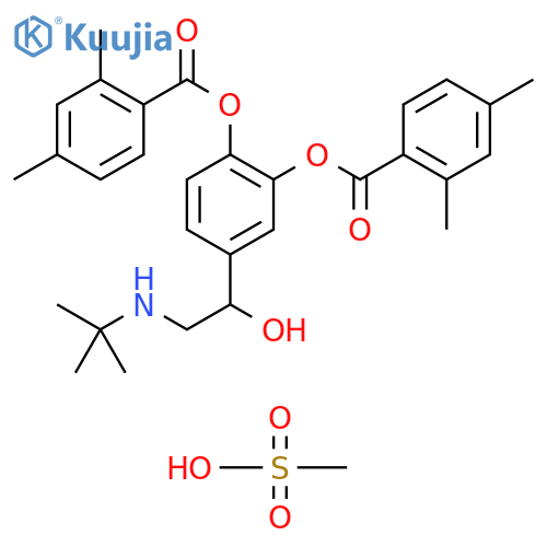 Benzoic acid, 2,4-dimethyl-, 4-[2-[(1,1-dimethylethyl)amino]-1-hydroxyethyl]-1,2-phenylene ester, methanesulfonate (salt) (9CI) structure