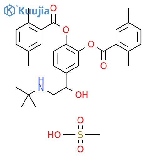 Benzoic acid, 2,5-dimethyl-, 4-[2-[(1,1-dimethylethyl)amino]-1-hydroxyethyl]-1,2-phenylene ester, methanesulfonate (salt) (9CI) structure
