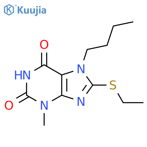 7-butyl-8-(ethylsulfanyl)-3-methyl-2,3,6,7-tetrahydro-1H-purine-2,6-dione structure