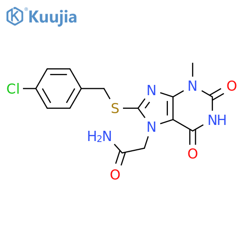 2-(8-{(4-chlorophenyl)methylsulfanyl}-3-methyl-2,6-dioxo-2,3,6,7-tetrahydro-1H-purin-7-yl)acetamide structure