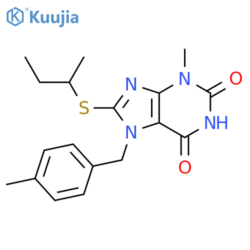 8-(butan-2-ylsulfanyl)-3-methyl-7-(4-methylphenyl)methyl-2,3,6,7-tetrahydro-1H-purine-2,6-dione structure